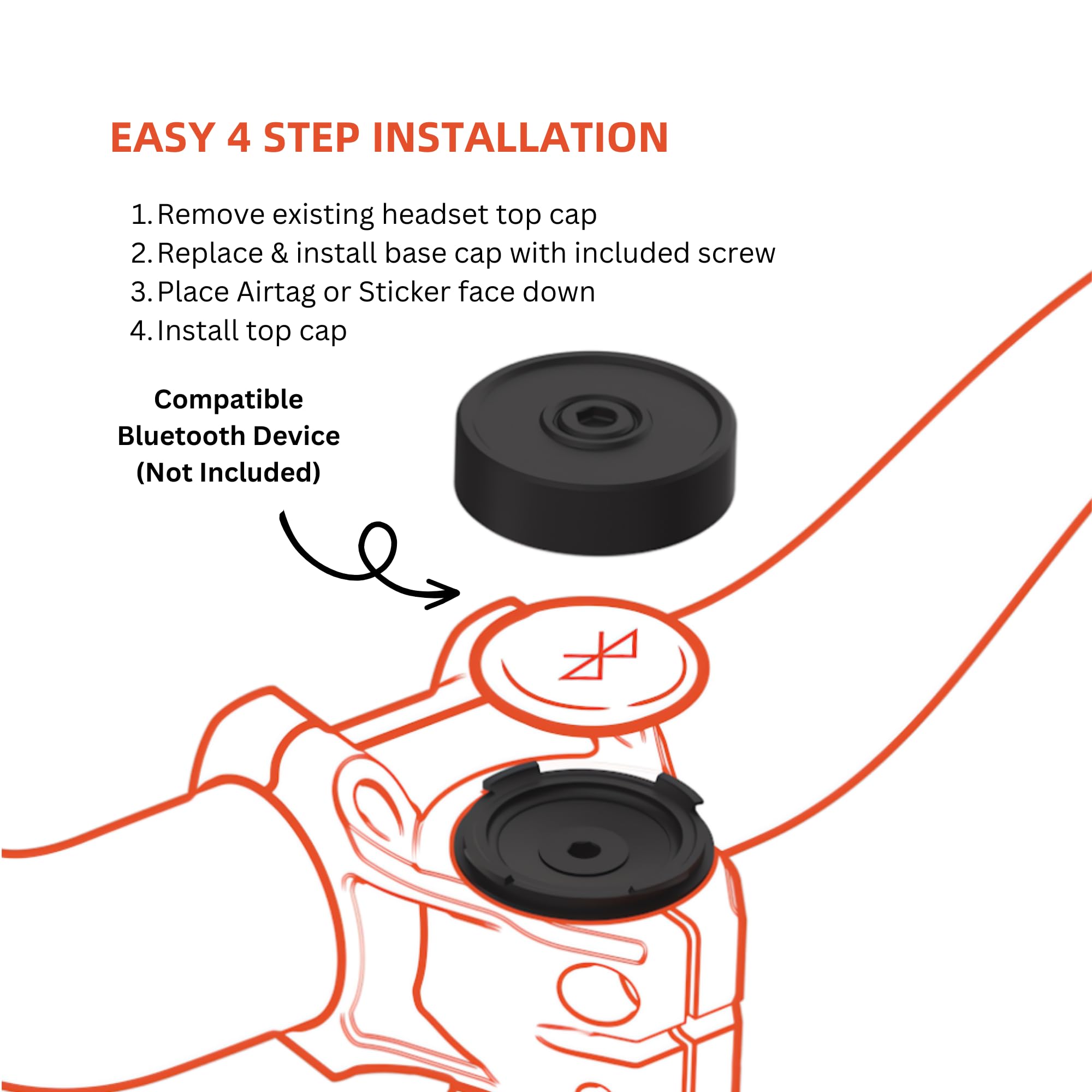 Blackbrush Airtag Bike Mount - Hidden Holder for Airtag & Tile Sticker, Anti-Theft Bicycle Tracker Cap