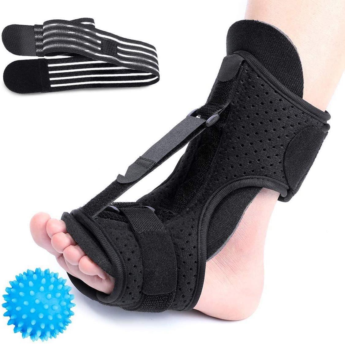 CHARMINER Plantar Fasciitis Night Splint Foot Drop Orthotic Brace, Adjustable Elastic Dorsal Splint, Effective Relief from Plantar Fasciitis Pain, Heel, Arch Foot Pain Green: Sports & Outdoors