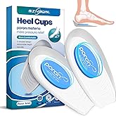 Poron Heel Pads for Shoes, Sports Traction Shock Absorbing Gel Heel Cups, 2 Pack for Achilles Tendonitis, Plantar Fasciitis, Heel Spurs & Heel Pain Relief for Men/Women (L, 5mm Thick)