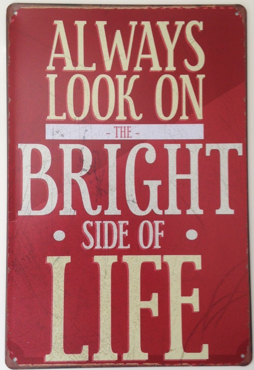 Harrington Marley RETRO METAL WALL SIGN TIN PLAQUE VINTAGE SHABBY CHIC INSPIRATIONAL LOUNGE HAPPINESS ALWAYS LOOK ON THE BRIGHT SIDE OF LIFE
