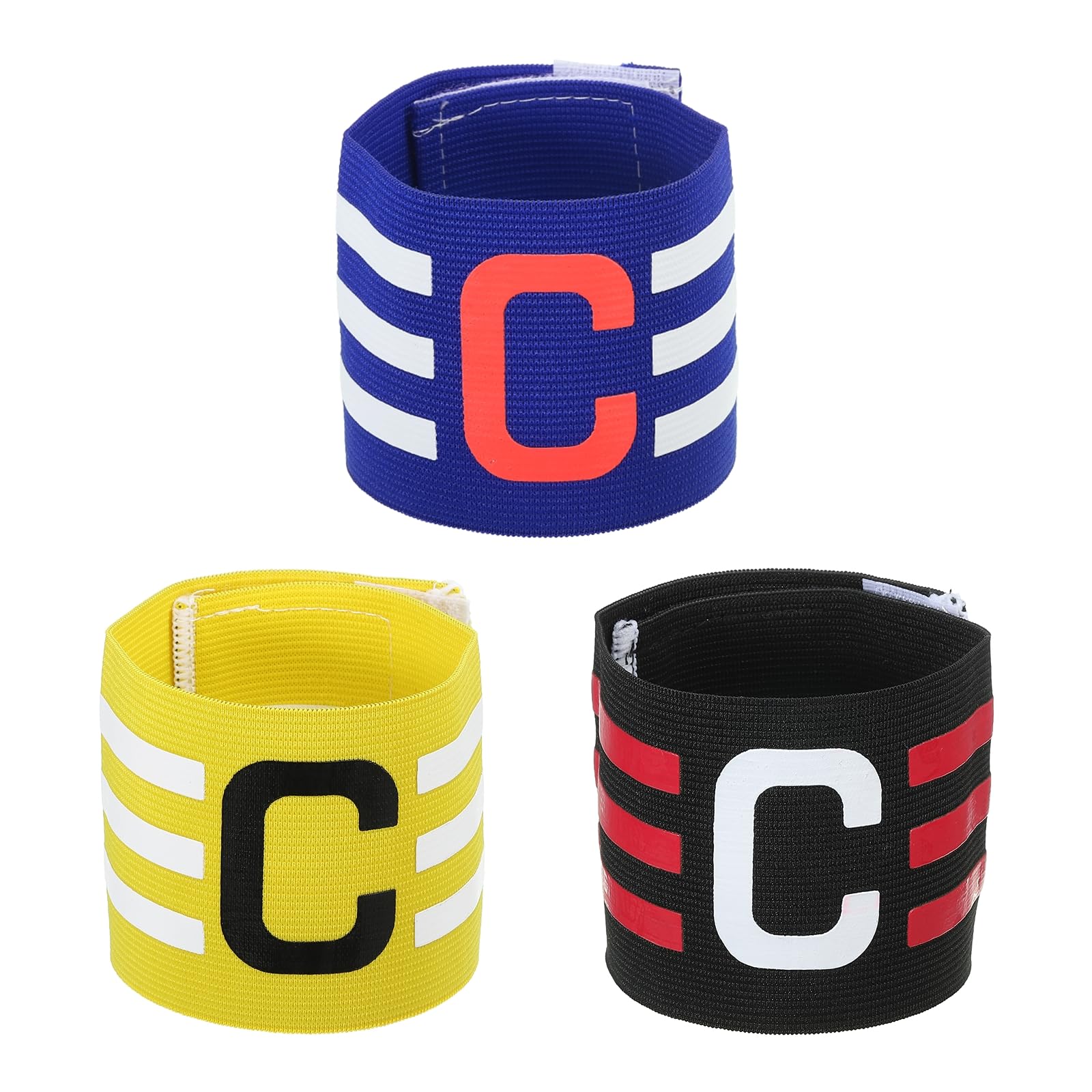 PATIKIL Captain Armband, 3 Pack Adjustable Elastic Soccer Captain's Arm Band for Outdoor Football Training Team, 3 Colors