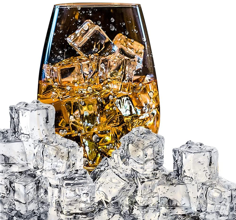 HUIANER 20 PCS Acrylic Ice Cubes Square Shape, Glass Luster Ice Cubes, Fake Artificial Acrylic Ice Cubes Crystal Clear for Photography Props Kitchen Decoration 1inch/2.5cm