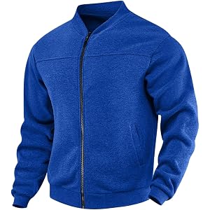 HYYGOCCTV Men's Fleece Baseball Collar Zip Up Jacket Long Sleeve Coat Warm Sweatshirt Outerwear For Winter Fall