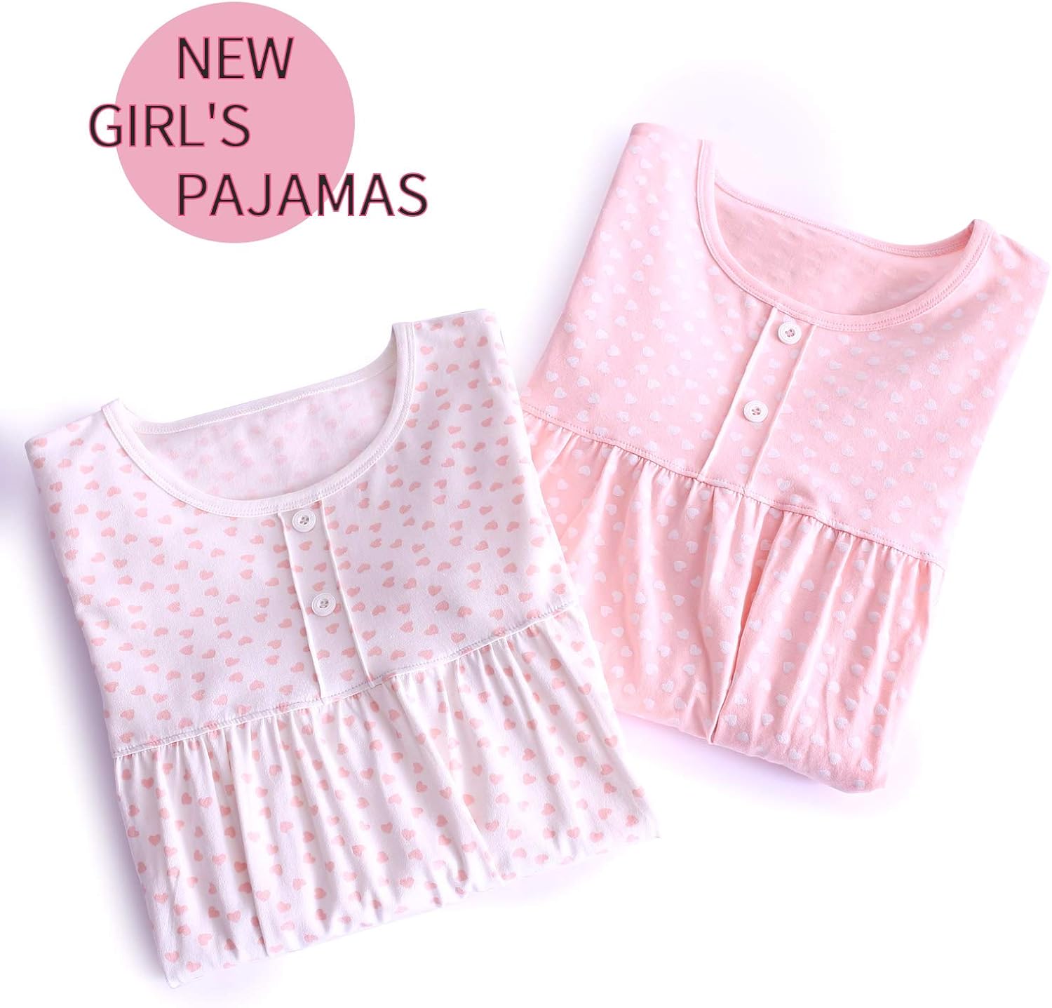 BOOPH Girls Princess Nightgown Toddler Heart Shape Sleepwear Nightwear Dress