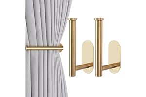 Groleca 2 Pack Adhesive Curtain Holdbacks Curtain Tie Backs Curtain Holdbacks No Drill Curtain Pull Backs Adhesive Curtain Hooks Curtain Holders for Drapes (2, Gold)