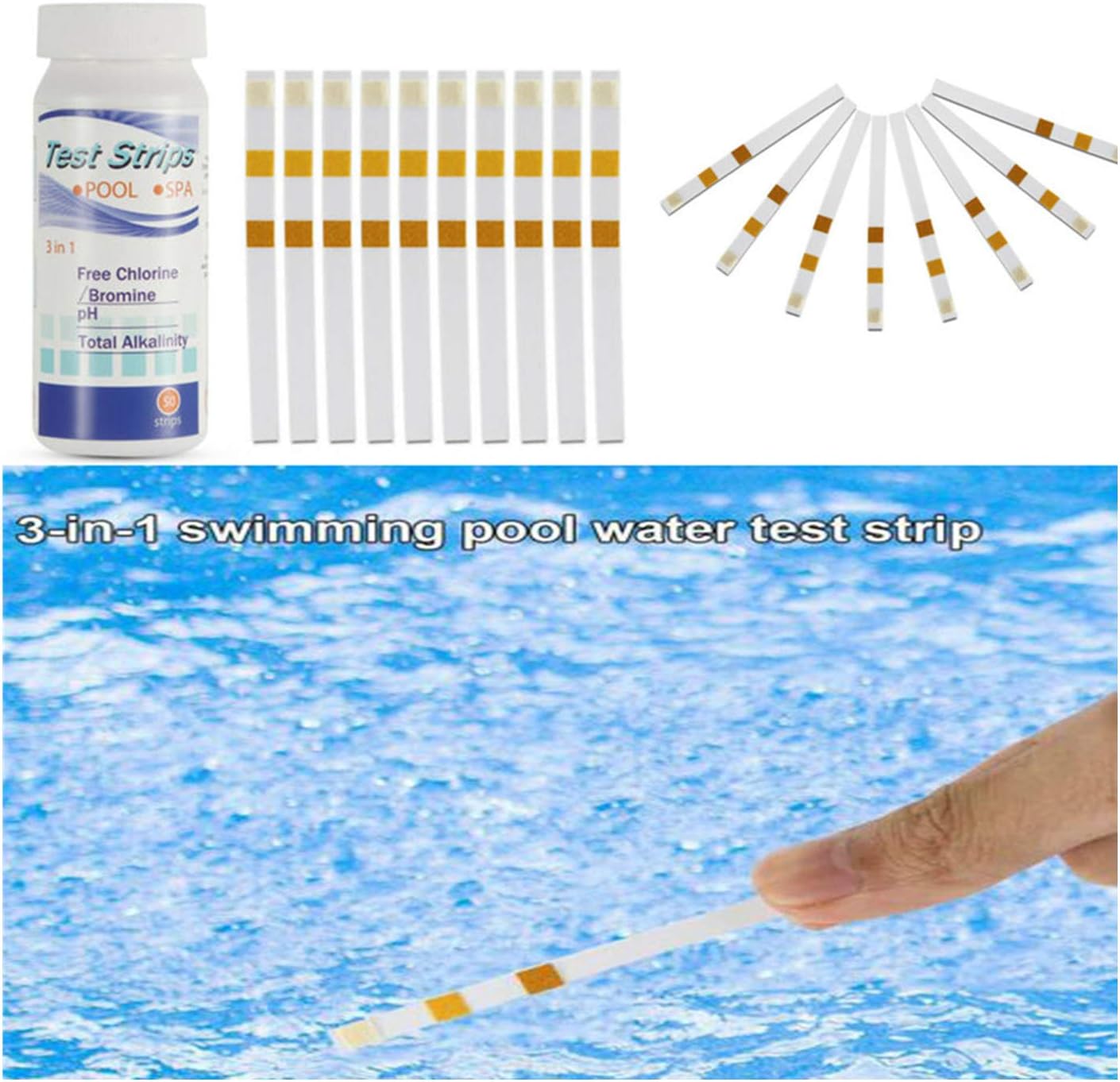 Pool and Spa Test Strips, 50 Strip 1 Bottle, Test pH