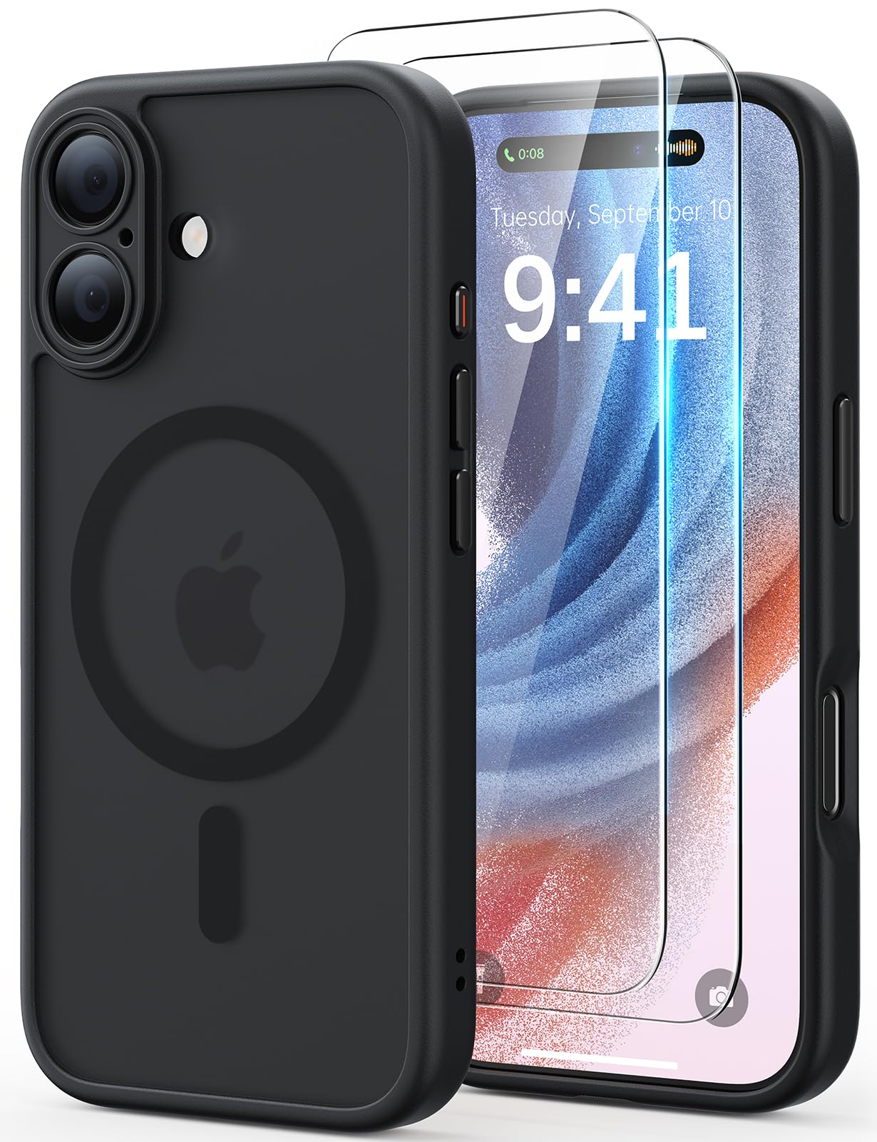 Photo 1 of JJL Magnetic for iPhone 17 Case, Compatible with Magsafe, [with 2X Screen Protectors] [Full Camera Protection] Slim Translucent Matte Shockproof Protective Phone Cover, Black