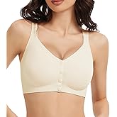 Gailife Front Closure Bras for Women Wireless Full Coverage Mastectomy Bralettes Comfortable Seamless Everyday Bra, White, XXL