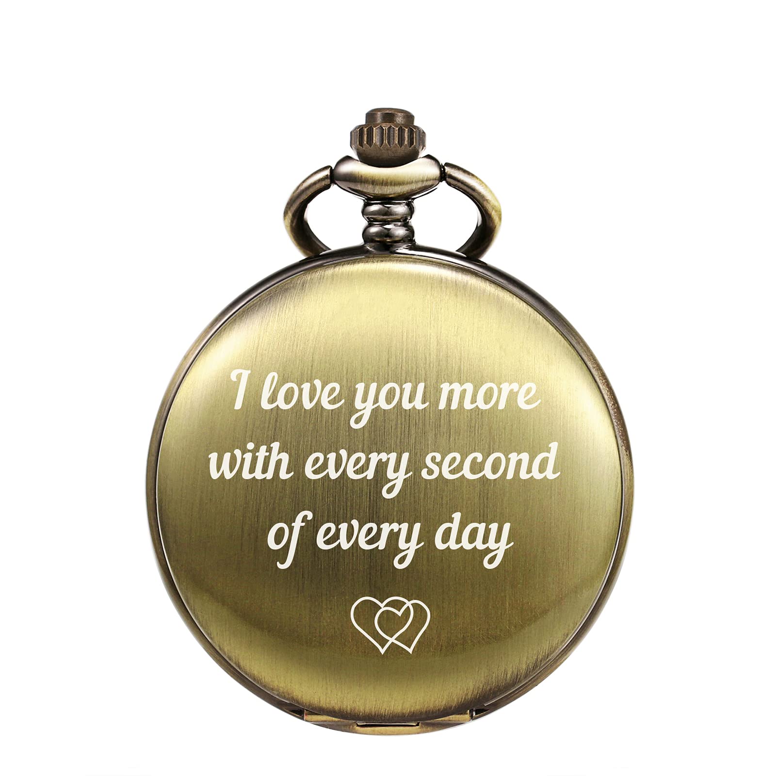 TREEWETO Bronze Pocket Watch to Husband Wife Boyfriend Girlfriend Birthday Personalized Engraving Gifts for Men Women Valentine's Day Christmas