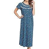 MZROCR Cotton Women's Nightgowns Soft Night Gowns for Women Sleepwear Short Sleeve Sleepshirts Print White