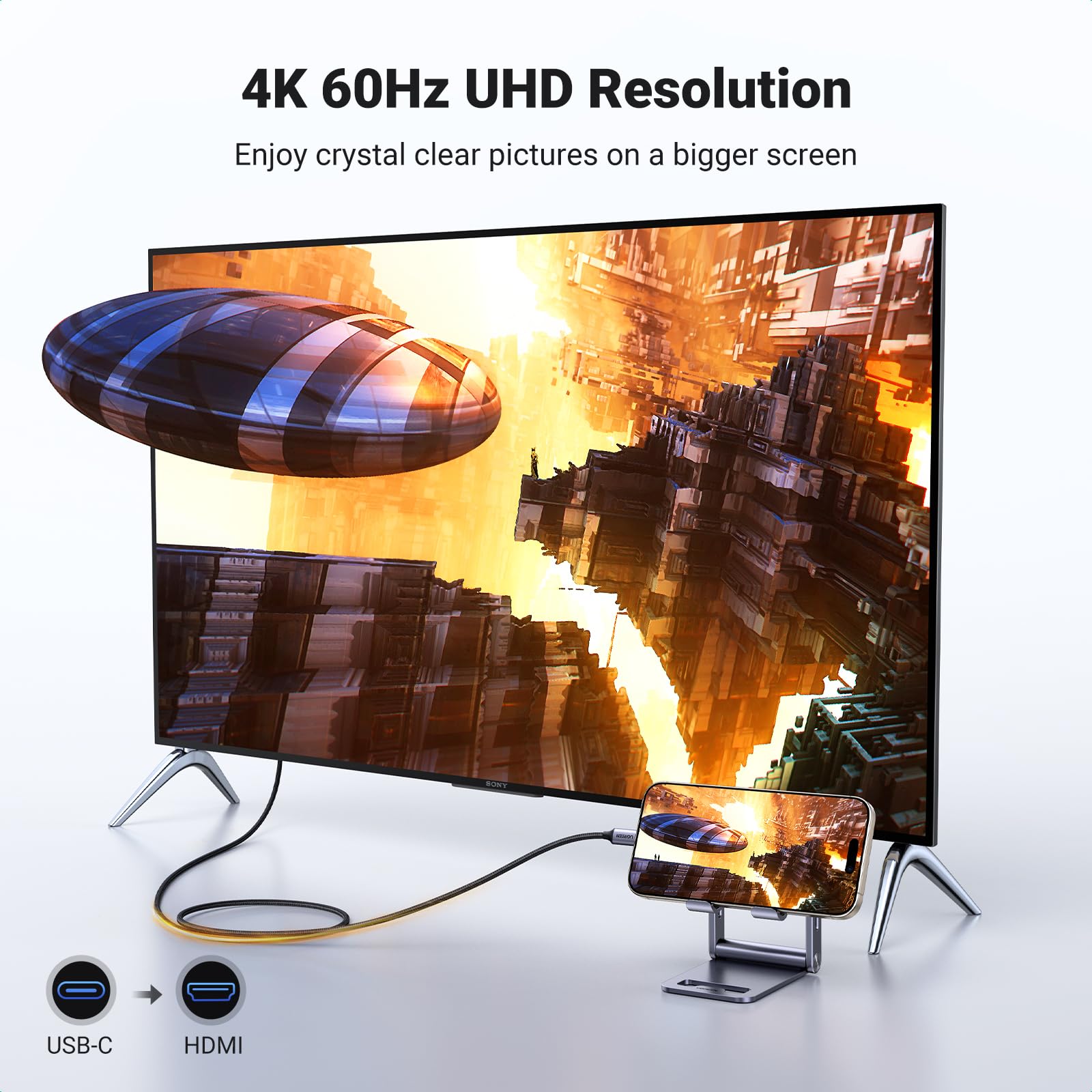 UGREEN USB C auf HDMI Kabel, 4K 60Hz, 2K 120Hz, Thunderbolt 5/4/3, 2M 2