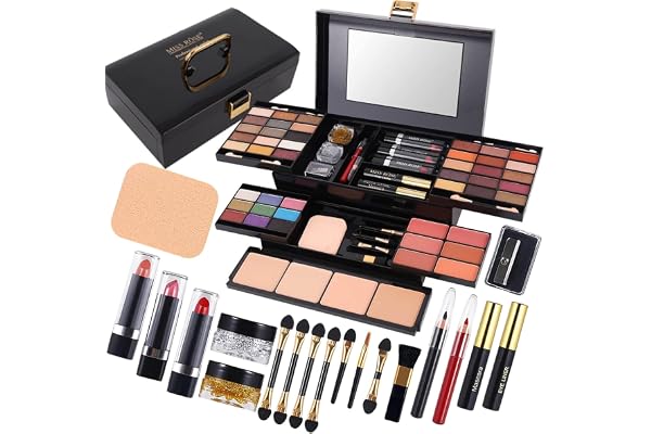 coliusa 58 Colors Professional Makeup Kit for Women, Full Kit with Eye Shadow, Blush, Lipstick, Compact Powder, Mascara, Eyel