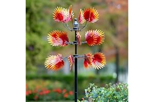 Lariander Wind Spinners Outdoor for Yard and Garden, Metal Large Windmill for Yard with Stake, Kinetic Wind Sculptures & Spinners for Lawn Patio Decor(Red)