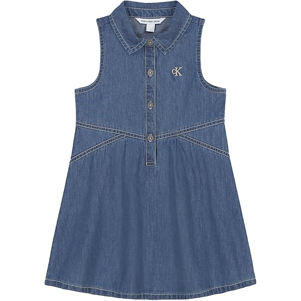 Amazon.com: Calvin Klein Girls Sleeveless Party Dress, Fit and Flare  Silhouette, Round Neckline & Back Zip Closure, Garden White, 4: Clothing,  Shoes & Jewelry