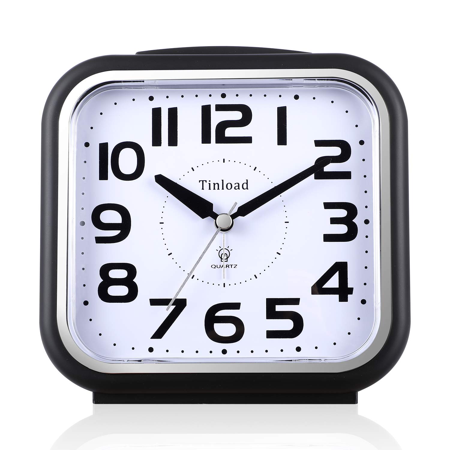 Photo 1 of 5.5" Large Analog Alarm Clock Silent Non Ticking, Gentle Wake, Beep Sounds, Increasing Volume, Battery Operated Snooze and Manual Light, Easy Set, Black (Best for Elder)