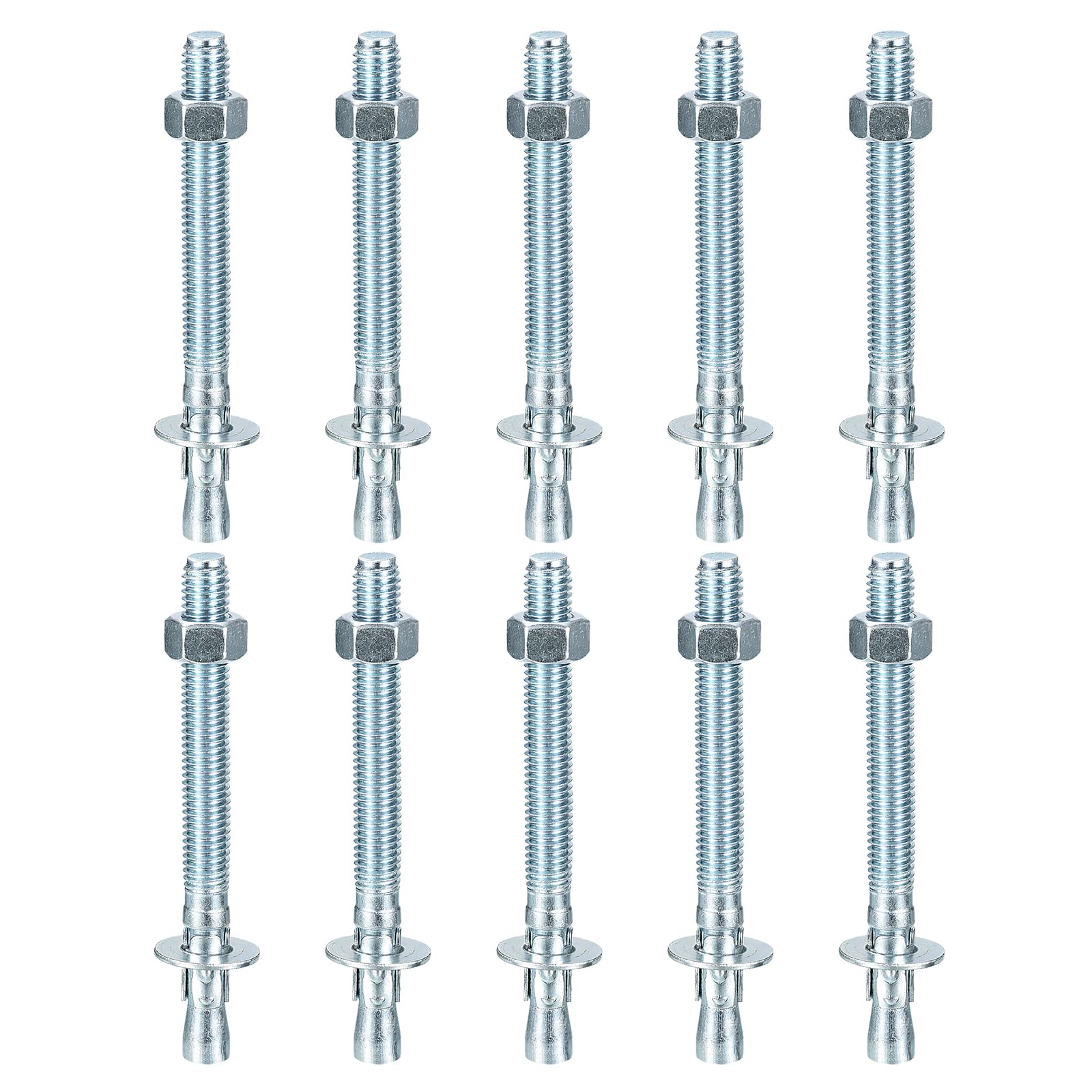 DTGN 1/2" x 5-1/2" Wedge Anchors - 10Pack - Good for Cement and Concrete Wall - Carbon Steel Zinc Plated Screw Bolt Nut Expansion Tube Fasteners โ image 1