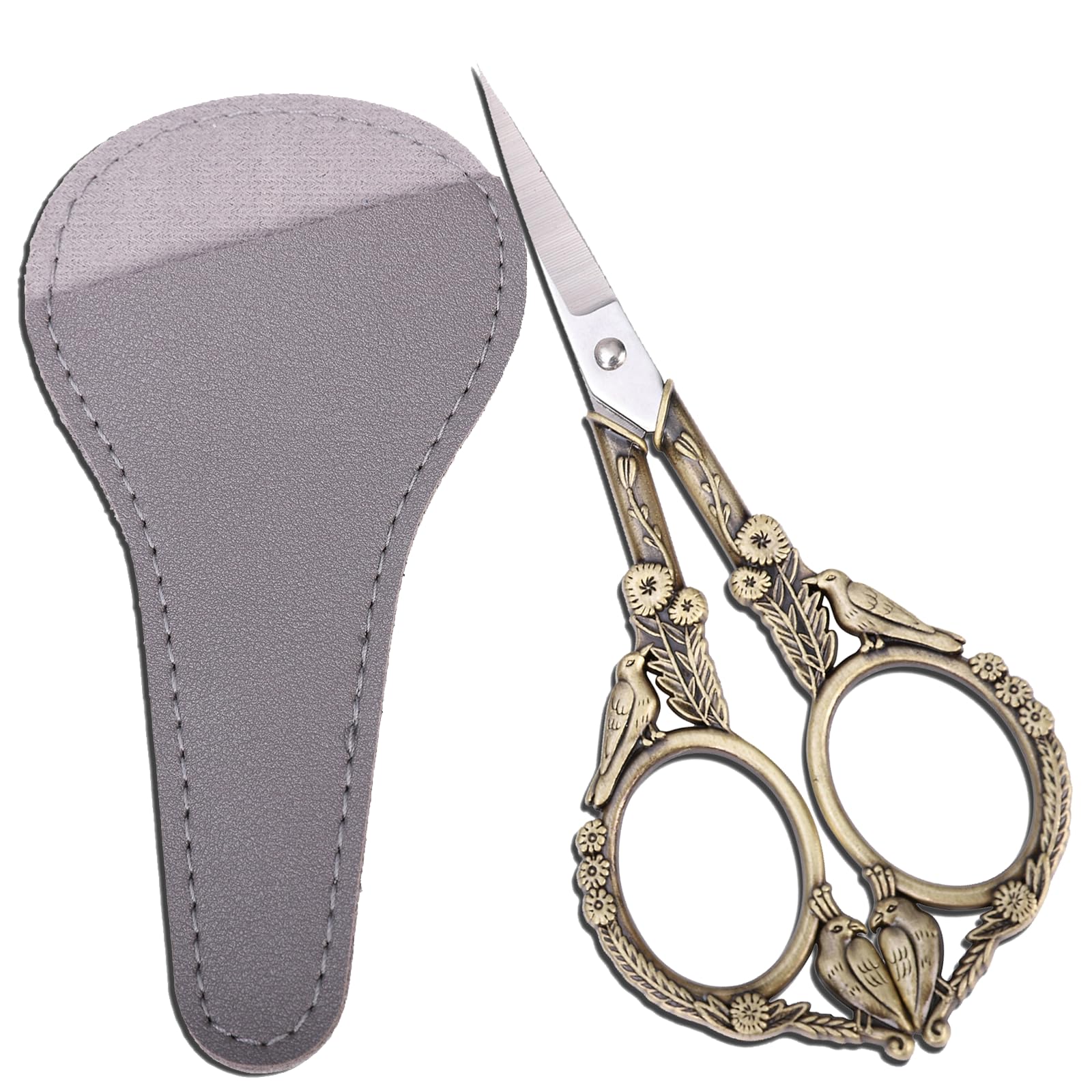 HITOPTY Precision Embroidery Scissors – 4.6in Vintage Classic Straight Pointed Shears, Sharp Stainless Steel Small Detail Thread Snips for Needle Craft, Sewing, Decoupage, Yarn, Fabric – with Pouch