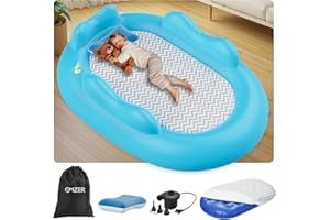 Inflatable Toddler Travel Bed - Toddler Blow Up Mattress with 3 Sides Bumpers - Kids Air Mattress with High-Speed Pump & Carr