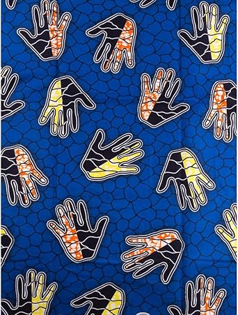 Premier Afrocentric Products Super Deluxe Wax Hands Blue Yellow Design