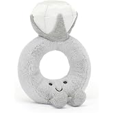 Jellycat Amuseables Diamond Ring Stuffed Toy, 8 inches - Wedding Ring Plush - Engagement and Wedding Gift