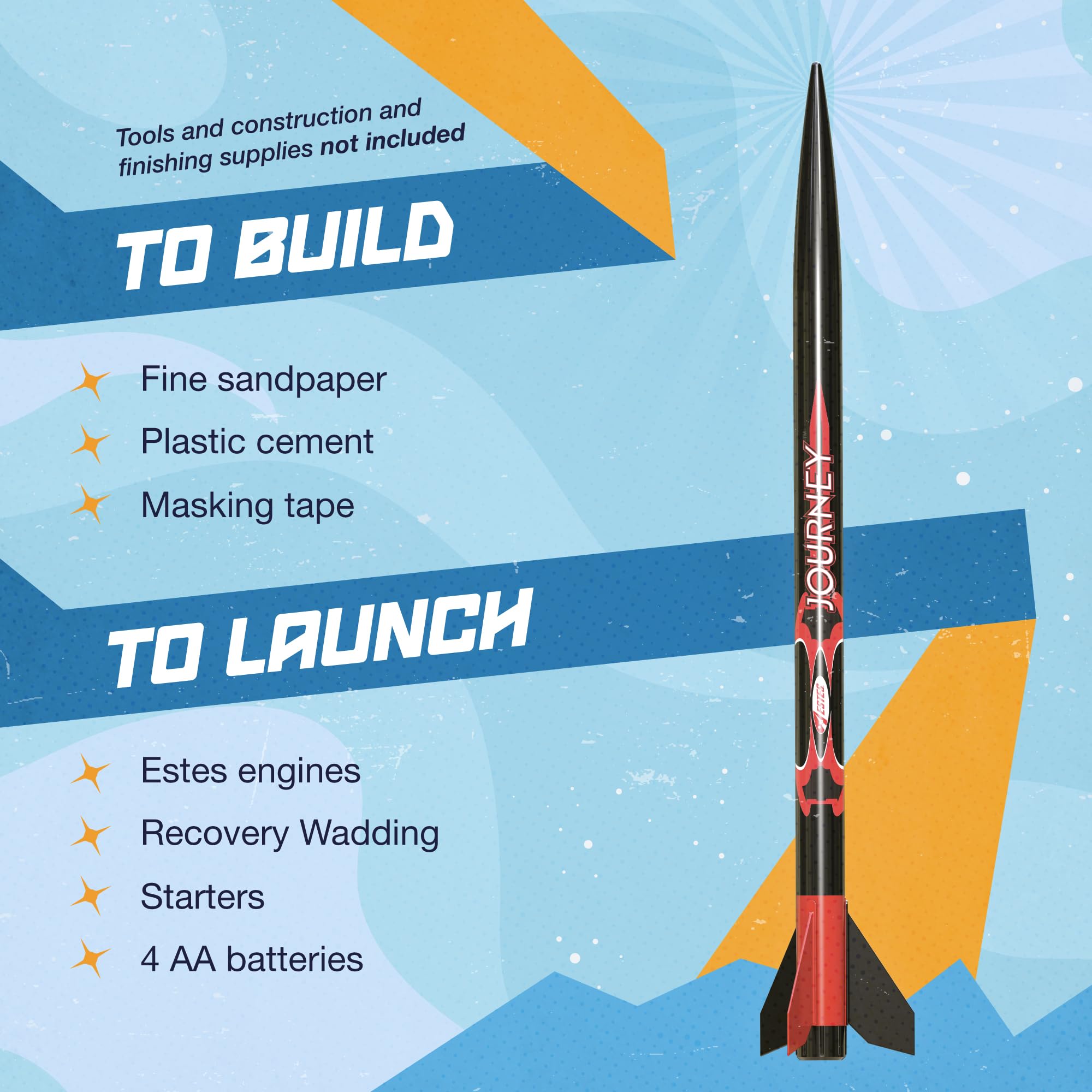 Estes 1441 Journey Launch Set, Beginner Rocket Model Kit for Ages 10+, Includes Launch Pad, Controller, and Parachute