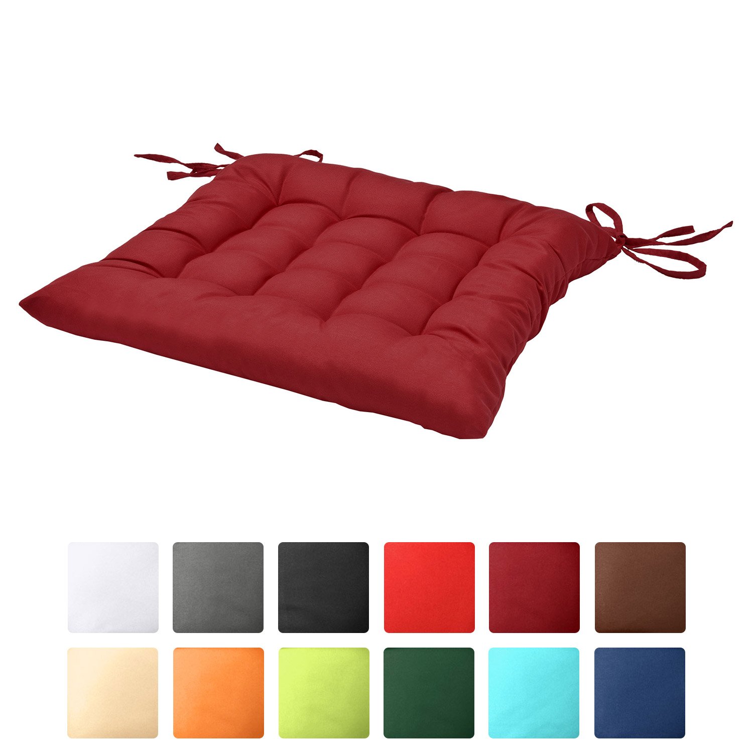 Lot De 2 Coussins De Siège 40x40 Cm Avec Attaches - Pour Chaises Intérieures Et Extérieures, Tissu Coton Lin