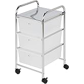 Honey-Can-Do 3-Drawer Plastic Storage Cart on Wheels,Silver