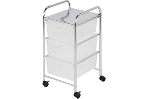 Honey-Can-Do 3-Drawer Plastic Storage Cart on Wheels,Silver