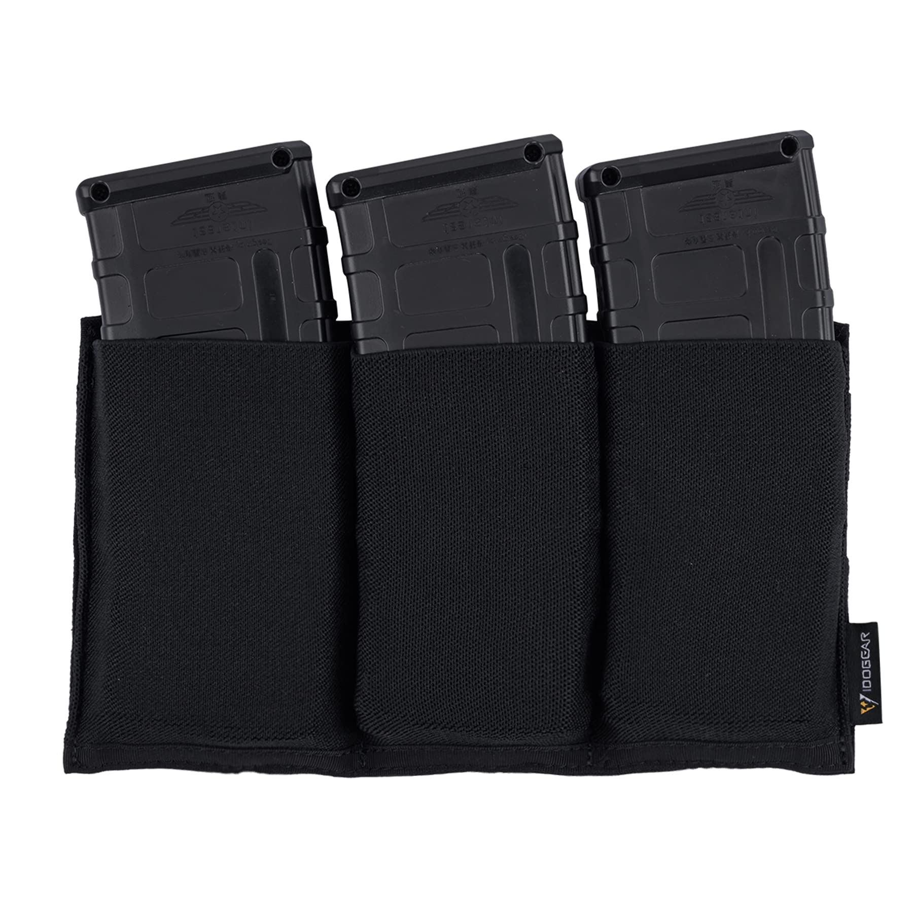 IDOGEAR Triple Magazine Pouches Molle Elastic Mag Pouch Open-top Mag Carrier for M4/M16/AR 5.56mm Rifle Magazines (Black)