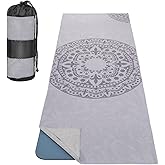 MoKo Hot Yoga Towel, Non-Slip Yoga Mat Towel with Grip Dots, 74.4"×27.3" Yoga Mat Cover for Pilates, Fitness, Meditation, Swimming Pool, Beach, Travel Yoga Mat with Corner Pockets