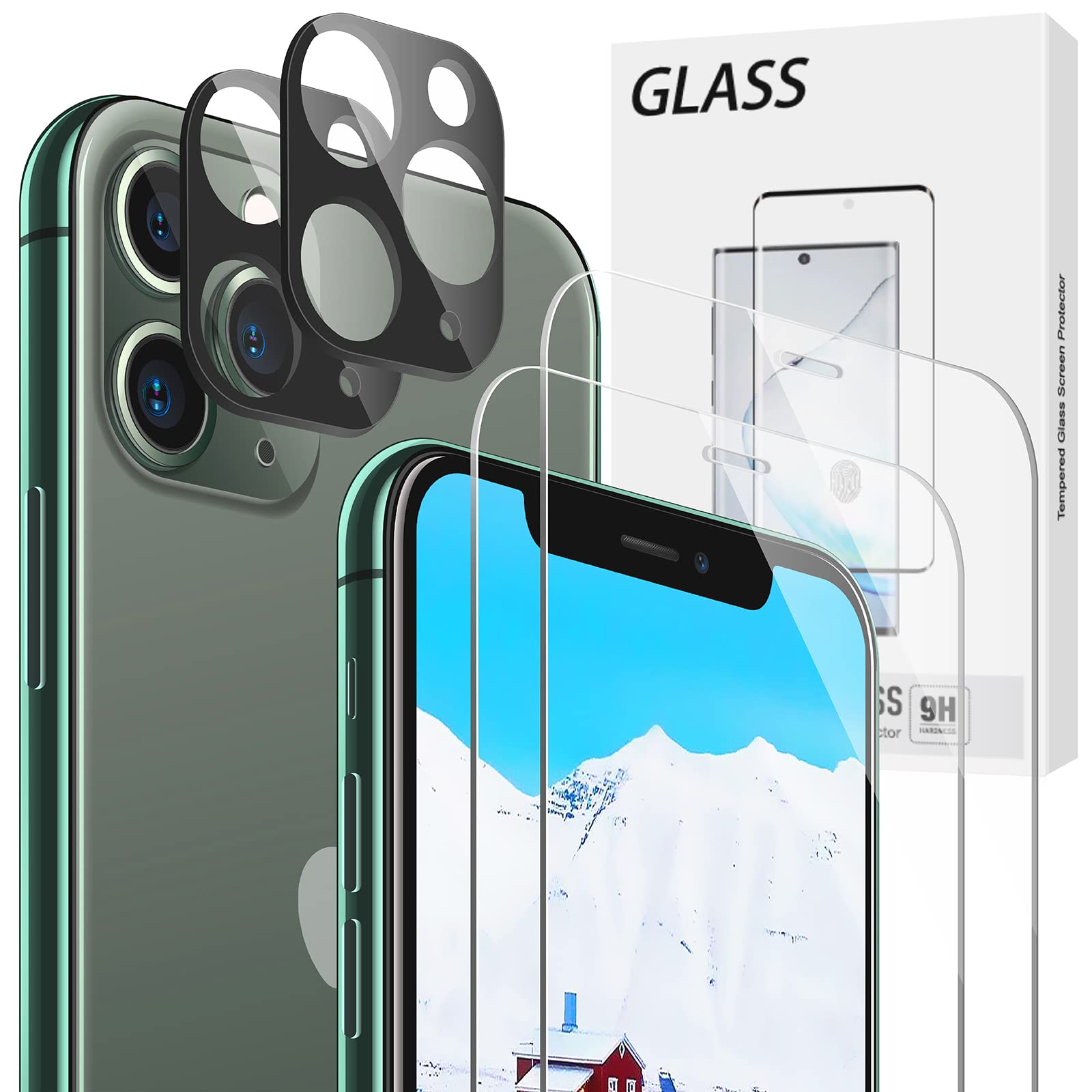 QUESPLE 2 Pack Tempered Glass Screen Protector and 2 Pack Camera Lens Protector [Case Friendly] [Easy Installation] [Bubble Free] (for iPhone 11 Pro Max)