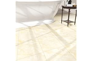 ZRJT 20-Pack Peel and Stick Floor Tiles Vinyl Floor 12 x 12 inch Self Adhesive Waterproof Flooring Planks DIY for Bathroom, Kitchen, Living Room, RV, Cover 20 Sq. Ft, Ivory Beige Vein Marble