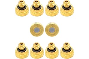 ZXUEZHENG 10Pcs Brass Misting Nozzle - 0.004" Orifice (0.1mm) Dia 10/24 UNC Replacement Heads for Outdoor Cooling System (0.1mm)