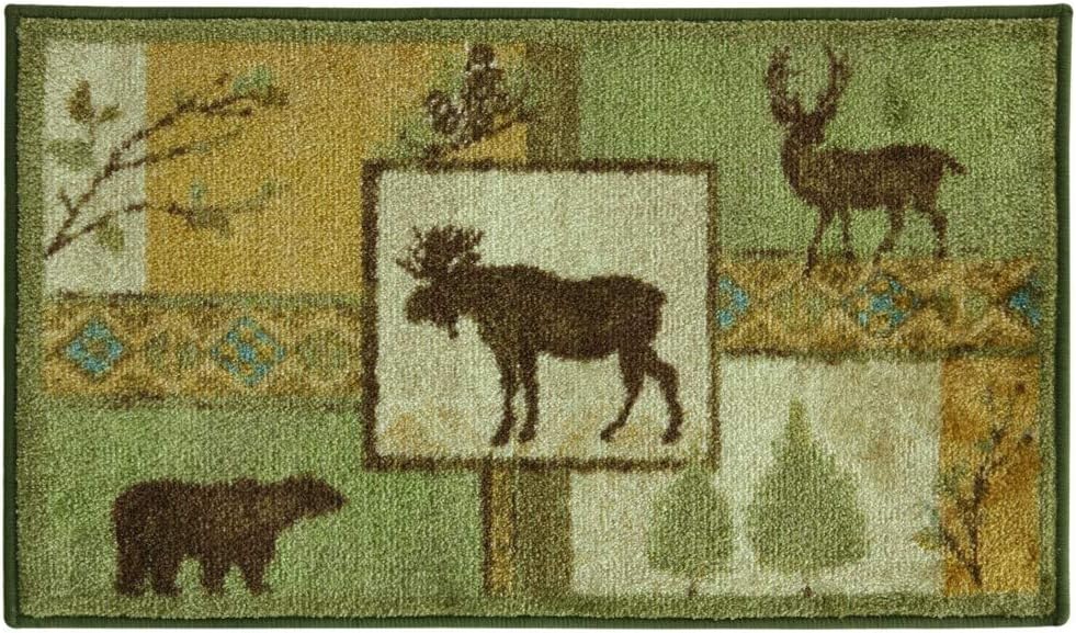 1 Piece 3'4 x 5' Beige Brown Blue Green Rustic Animal Wildlife Area Rug