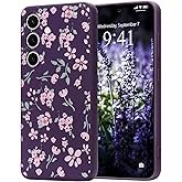 Wirvyuer Floral Elegant Design Phone Case for Samsung Galaxy S25, Compatible with MagSafe Shockproof Protective Cover for Women Girls Slim Fashion Flower Case for Samsung Galaxy S25, Dark Purple