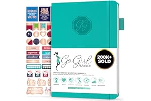 GoGirl Planner and Organizer for Women – Compact Size Weekly Planner, Goals Journal & Agenda to Improve Time Management, Productivity & Live Happier. Undated – Start Anytime, Lasts 1 Year – Turquoise
