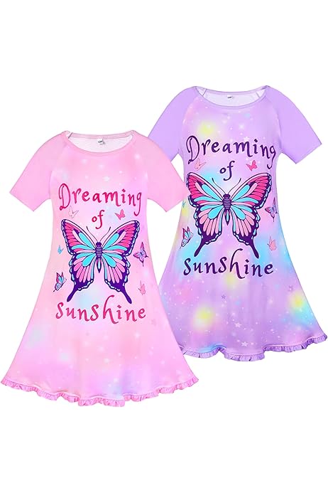 Girls Nightgowns Toddler Princess Nightgowns 6-Pack Short Sleeve