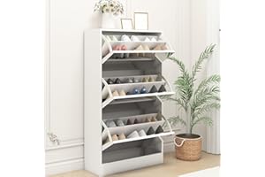 CUISINSMART Shoe Storage Cabinet Free Standing Shoe Rack with 3 Flip Drawers Mirror Narrow Shoe Rack Cabinet Hidden Shoe Rack Organizer for Entryway Hallway Corridor Living Room Door Entrance Matte White