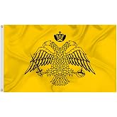 Greek Orthodox Church Flag 3x5 Ft, Made of Glossy Fabric -Silk - Vivid Color and Fade Proof,Double Stitched Printed Byzantine Empire Flags Decoration Gift Yard House Banner