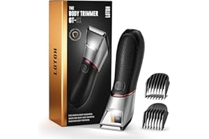 LGTGH Body Groomer for Men: Pubic Hair Trimmer with Mirror & LED Light - Electric Ball Shaver with Ceramic Blades & Travel Lock - Men's Shaver IPX7 Waterproof for Use on Groin/Legs/Chest