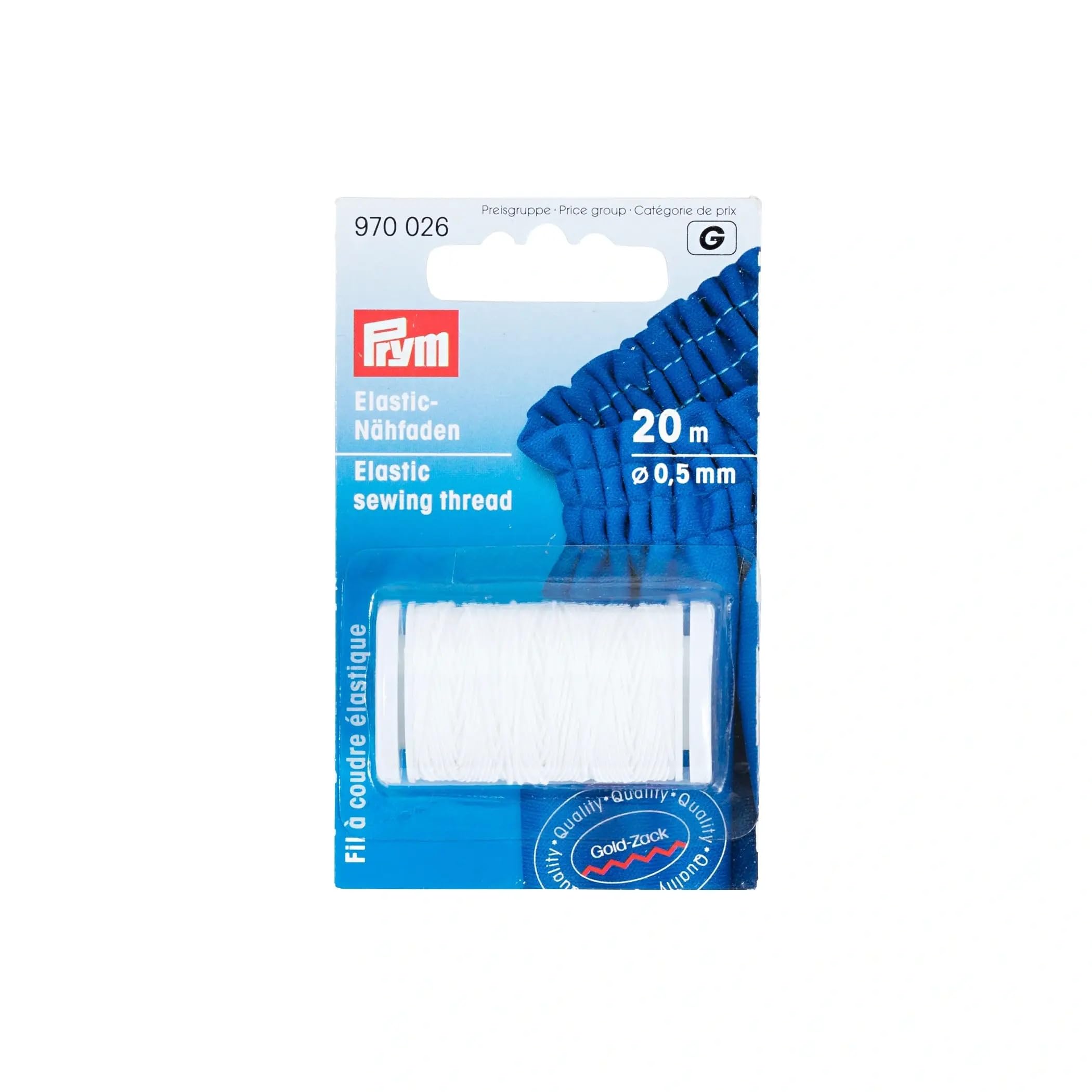 Prym Elastic Sewing Thread 0.5 mm White, 970026-1