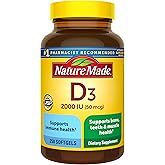 Nature Made Vitamin D3 2000 IU (50 mcg), Vitamin D Supplement for Bone, Teeth, Muscle and Immune Health Support, 250 Softgels