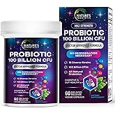 Probiotics 100 Billion CFU - 16 Premium Strains + Prebiotics - Best Probiotic Supplement for Women & Men - Supports Immune & Digestive Health & Occasional Constipation - Bottled in USA - 60 Capsules