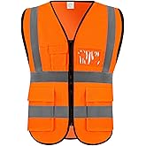 Lehueos High Visibility Vest Safety Vest with Pockets and Zipper Meets ANSI/ISEA Standard(1 Pack 5 Pack)