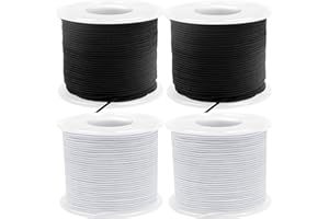 NOAWACK 220 Yards Stretchy Bracelet String, 1mm Elastic String for Bracelets, 2 White & 2 Black Elastic Cord for Bracelets, Friendship Bracelet String, Tensile Strength String for Crafts, Necklaces & Beads