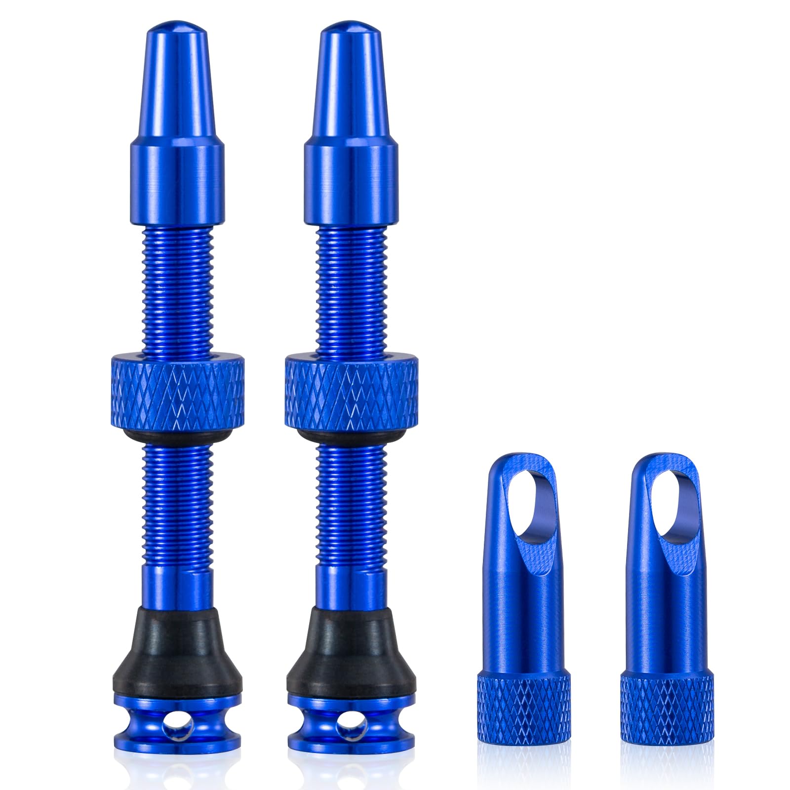 HZJD 2PCS Bike Tubeless Presta Valve Stem, Blue, Integrated Core Removal Tool(44 mm)