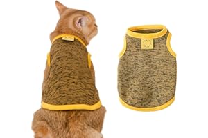 TENGZHI Small Dog Shirt Soft Knitted Fleece Sweater Breathable Stretchy Sleeveless Cat Clothes Warm Puppy T Shirts Tank Top Chihuahua Yorkie Clothing for Girls Boys Kitten Outfit Apparel (XXL,Yellow)