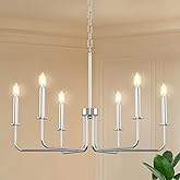 Phaosio Farmhouse Chandelier, 6-Light Metal Hanging Ceiling Light Fixture for Dining Room, Kitchen Island, Living Room, Entry