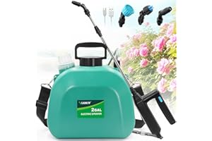 VAXMAY Battery Powered Sprayer 2 Gallon, Upgrade Powerful Electric Garden Sprayer with 3 Mist Nozzles, Rechargeable Handle, Retractable Wand, Adjustable Shoulder Strap for Lawn,Garden,Cleaning