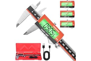 Preciva Digital Caliper, Rechargeable 6 inch Vernier Caliper with Large LCD Screen Stainless Steel Electronic Measuring Tool 
